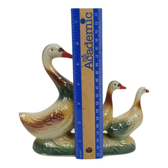 Vintage Porcelain 3 Geese Mother Goose Goslings Figurine Lustreware Brazilian - Picture 12 of 12